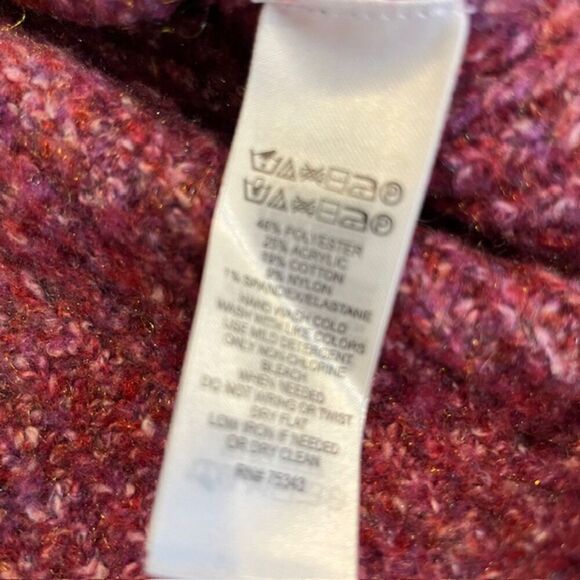 Rachel Roy Crew Neck Marled Cranberry Women's Sweater Oversized Small - Picture 5 of 9